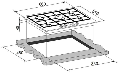 Carysil Built-In Stainless Steel Cooktop 90cm 