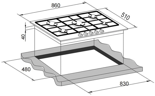 Carysil Built-In Stainless Steel Cooktop 90cm