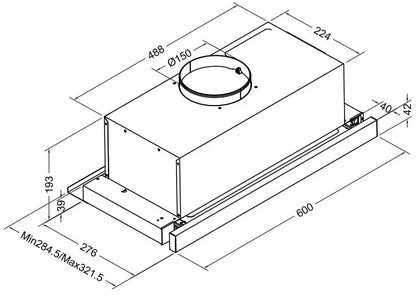 Carysil Stainless Steel Telescopic Rangehood 60CM 