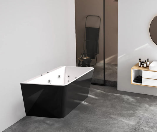 FLORENCE Spa Back To Wall Bathtub - Black/White - in 3 Sizes (1400,1500,1700mm)