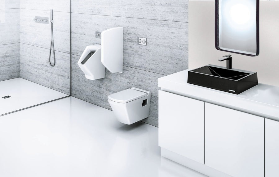 Sternhagen Above Counter Basin White or Black Glossy Bathroom Wash Basin Sani-Quartz Composite Golden Cut