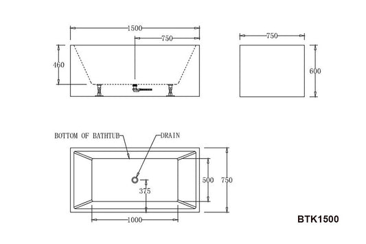 KANSAS Corner Bathtub in 2 Sizes (1500mm,1700mm)