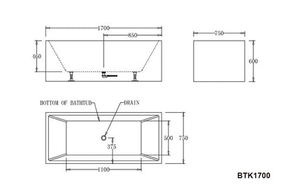 KANSAS Corner Bathtub in 2 Sizes (1500mm,1700mm)