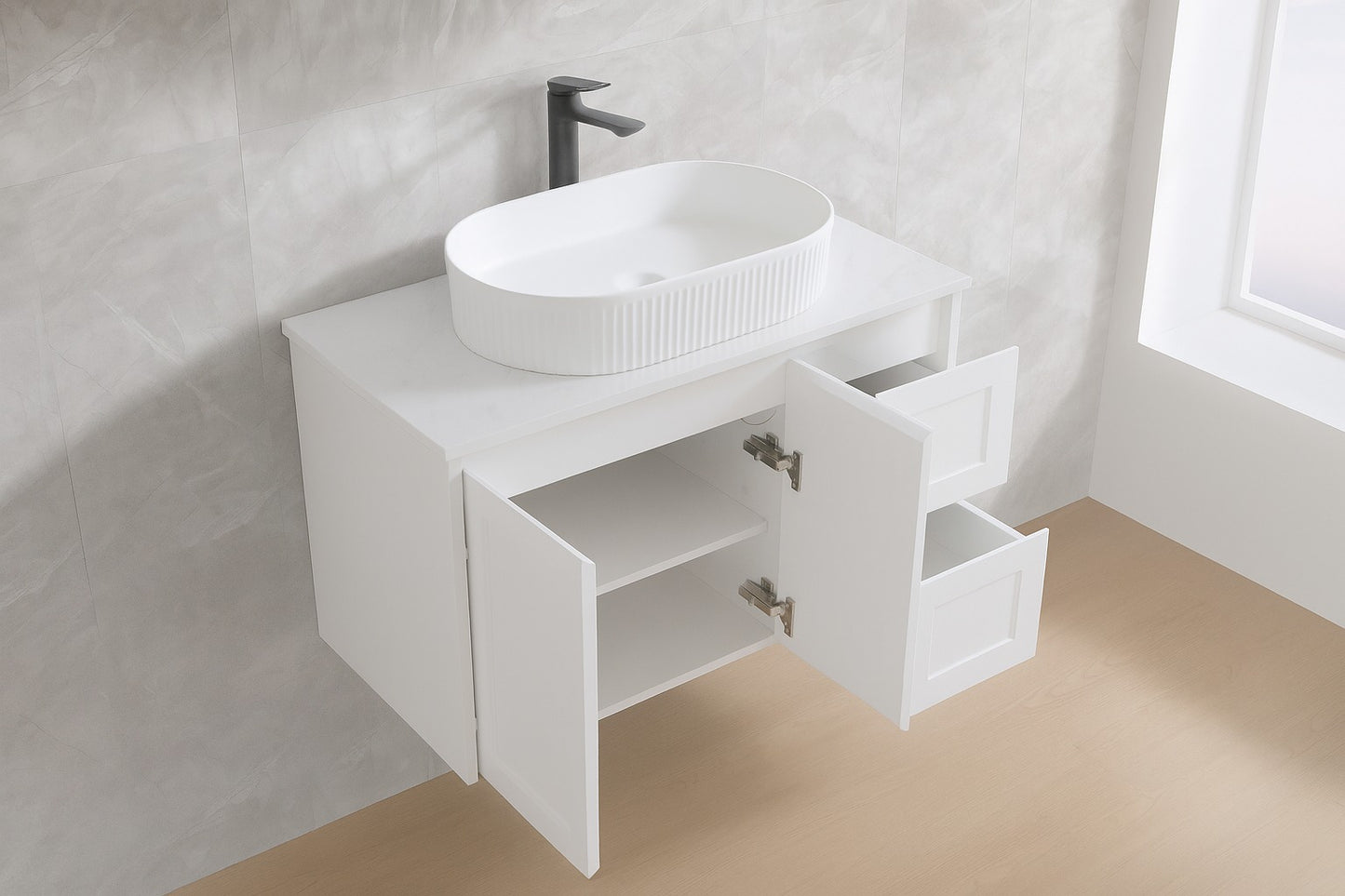 Luna Wall Hung Vanity - 4 Colors & 6 Sizes Available