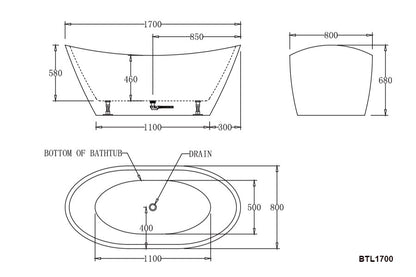 Lyon Freestanding Bath - in 2 Sizes (1500mm, 1700mm)