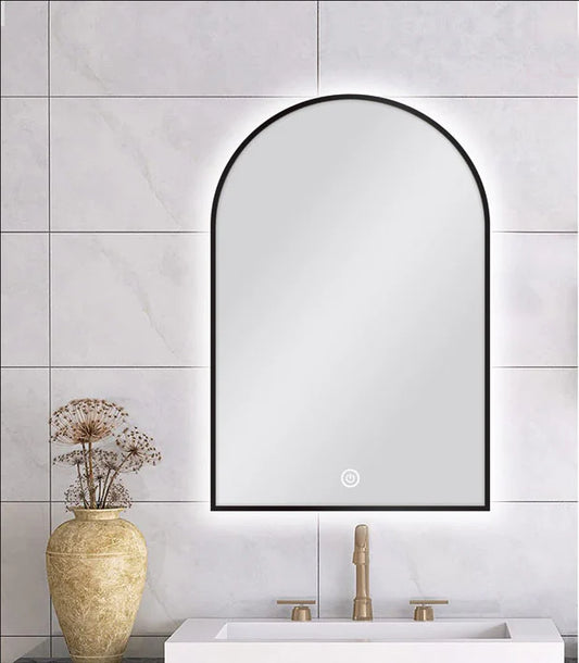 Arched LED Mirror 600 X 900mm Framed Carysil - in 4 Colors
