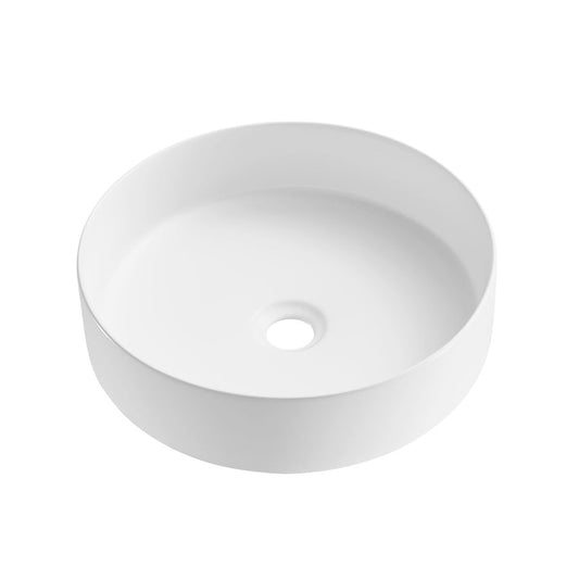 Round Matte White Above Counter Ceramic Basin - 360x360x120mm