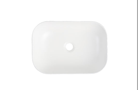Rectangular Matte White Above Counter Ceramic Basin - 460x330x140mm