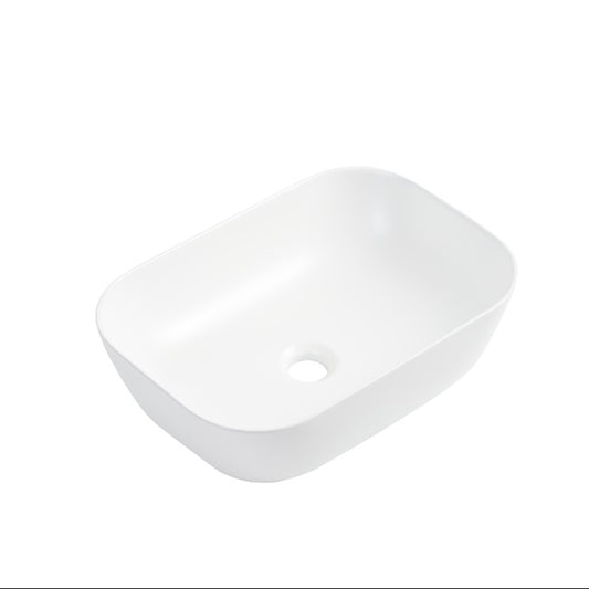 Rectangular Matte White Above Counter Ceramic Basin - 460x330x140mm