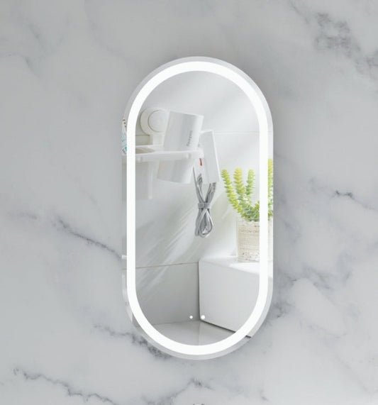 Noble Oval LED Shaving Cabinet 450x900mm - MATTE WHITE Carysil