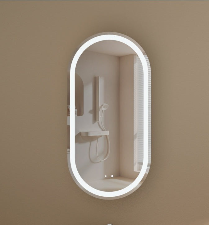 Noble Oval LED Shaving Cabinet 450x900mm - WALNUT Carysil