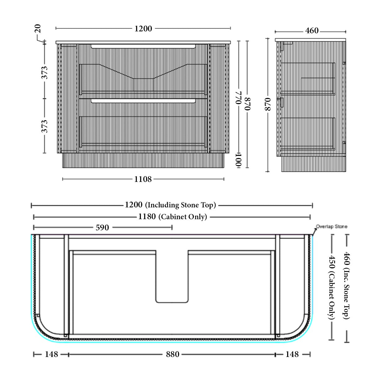 OAKMERE Freestanding Vanity - 4 Sizes Available