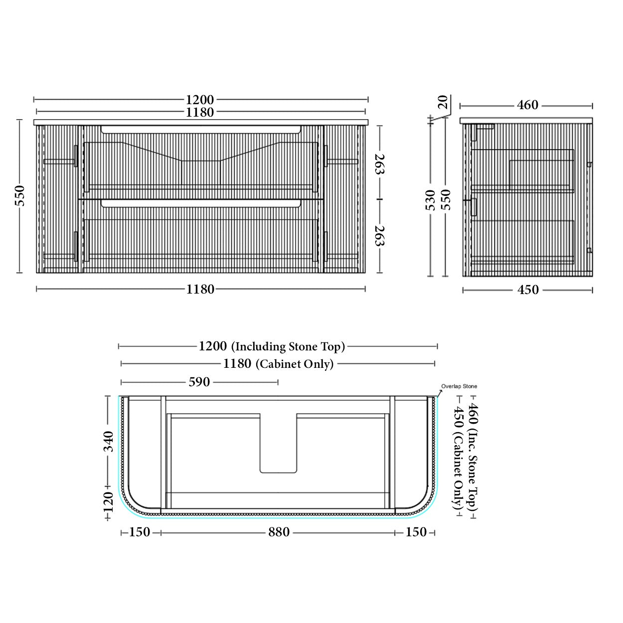 OAKMERE Wall Hung Vanity - 4 Sizes Available