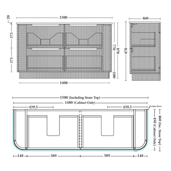 OAKMERE Freestanding Vanity - 4 Sizes Available