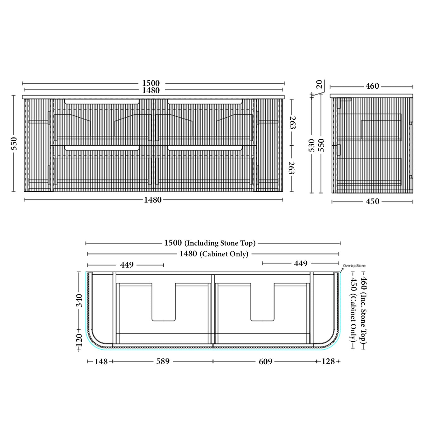 OAKMERE Wall Hung Vanity - 4 Sizes Available