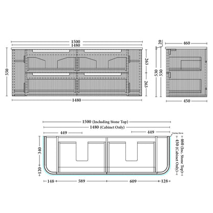 OAKMERE Wall Hung Vanity - 4 Sizes Available