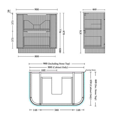 OAKMERE Freestanding Vanity - 4 Sizes Available