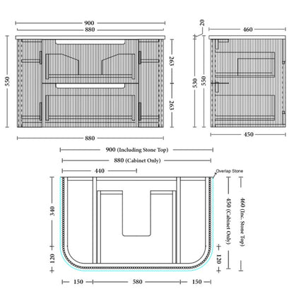 OAKMERE Wall Hung Vanity - 4 Sizes Available