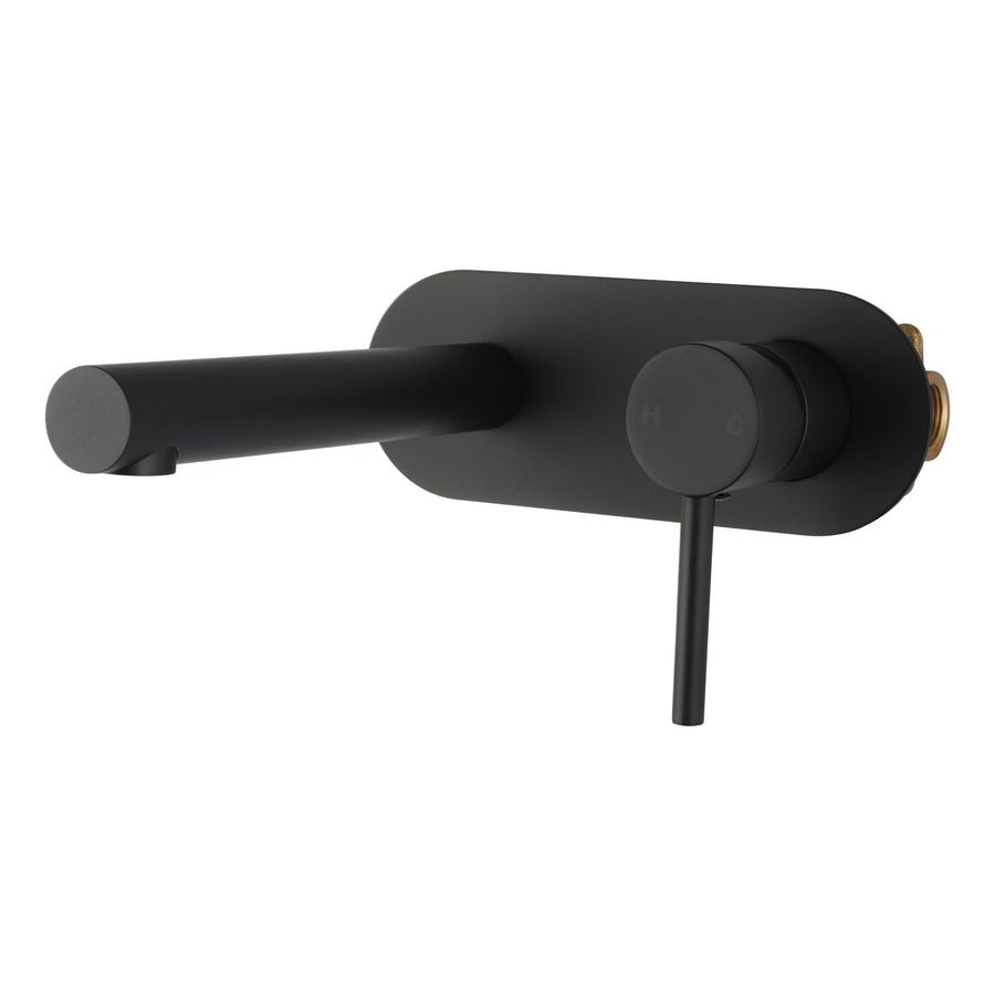 LUCID PIN Round Bathtub/Basin Wall Mixer With Spout (color up) (extension part) in Black and Chrome 