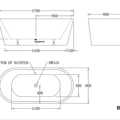 OSLO Freestanding Bathtub - Black or White - in 3 Sizes (1400mm,1500mmm,1700mm)
