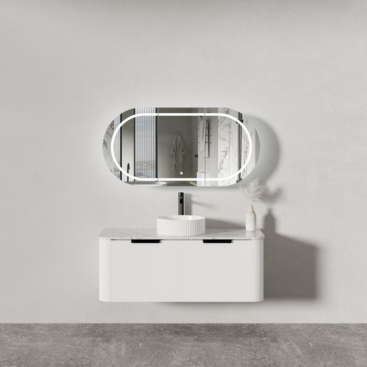 PIAZA Wall Hung Vanity - in 3 Sizes - Stone top -  5 Handle Color Options