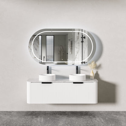 PIAZA Wall Hung Vanity - in 3 Sizes - Stone top -  5 Handle Color Options