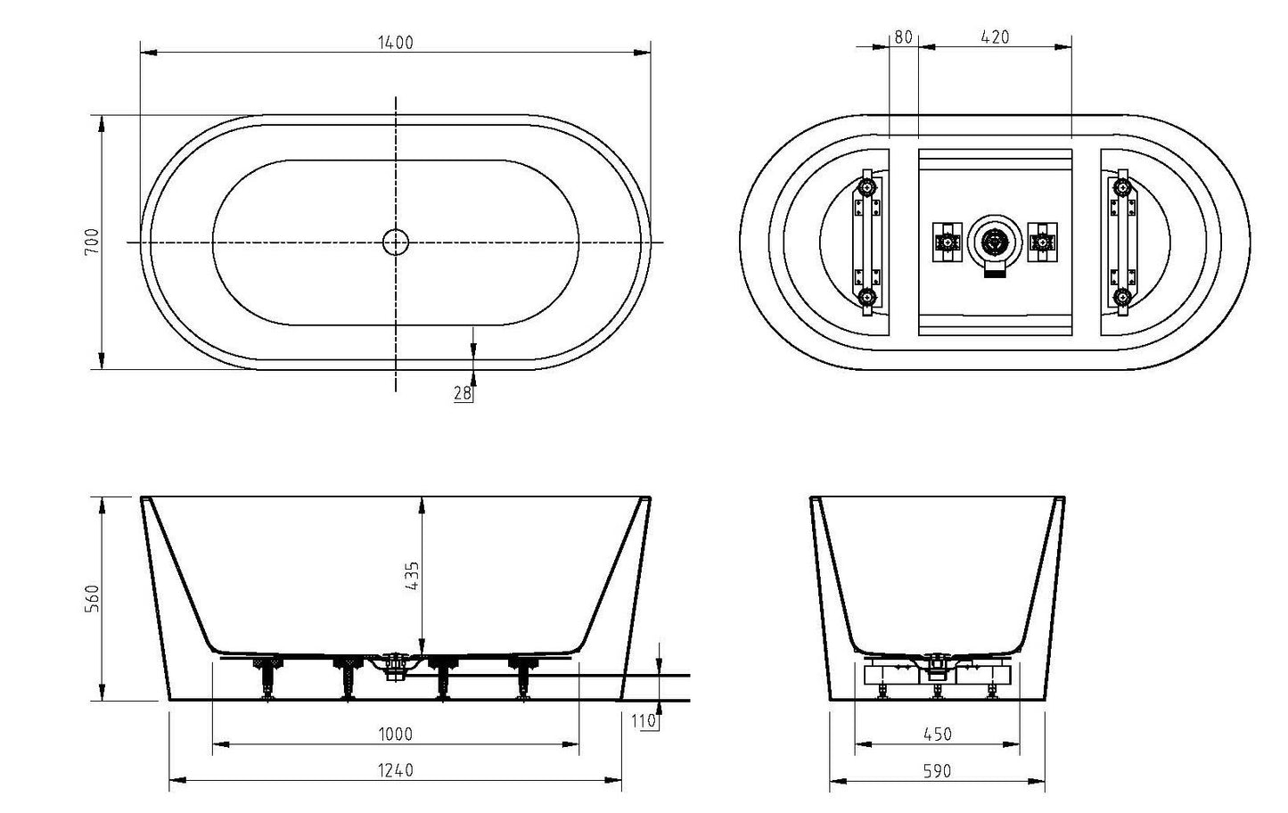 PRATO Freestanding Bathtub - 3 Sizes Available