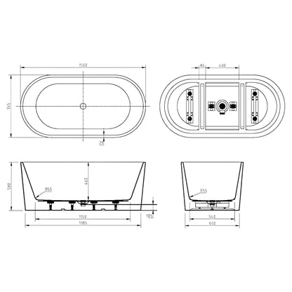 PRATO Freestanding Bathtub - 3 Sizes Available
