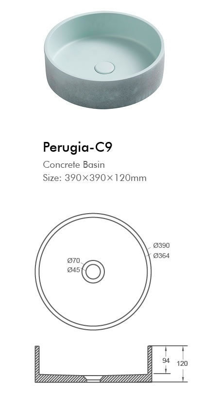PERUGIA Round Concrete Basin - 6 Color's Available