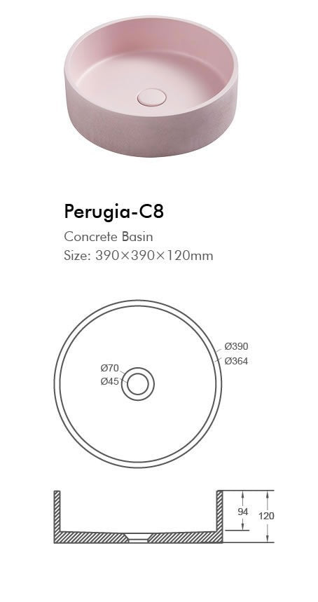 PERUGIA Round Concrete Basin - 6 Color's Available