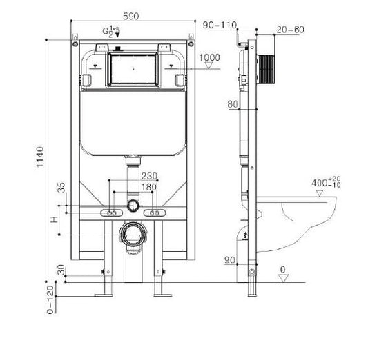 R&T In Wall Cistern For Wall Hung Pans