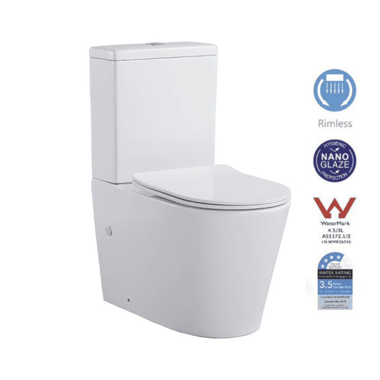 ROYAL Rimless Back to wall Nano Cistern and Toilet Suite – Gloss White