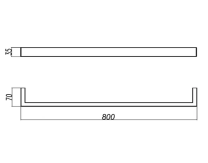 IVANO Series Square Single Towel Rail 600mm, 800mm