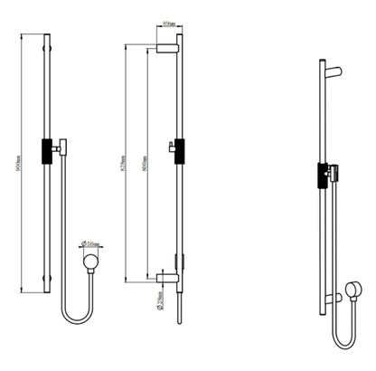 CADDENCE Series Shower Rail without Handheld Shower - in 3 color finishes 