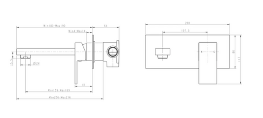 BLAZE Chrome Bathtub/Basin Wall Mixer With Spout (color up)(extension part)
