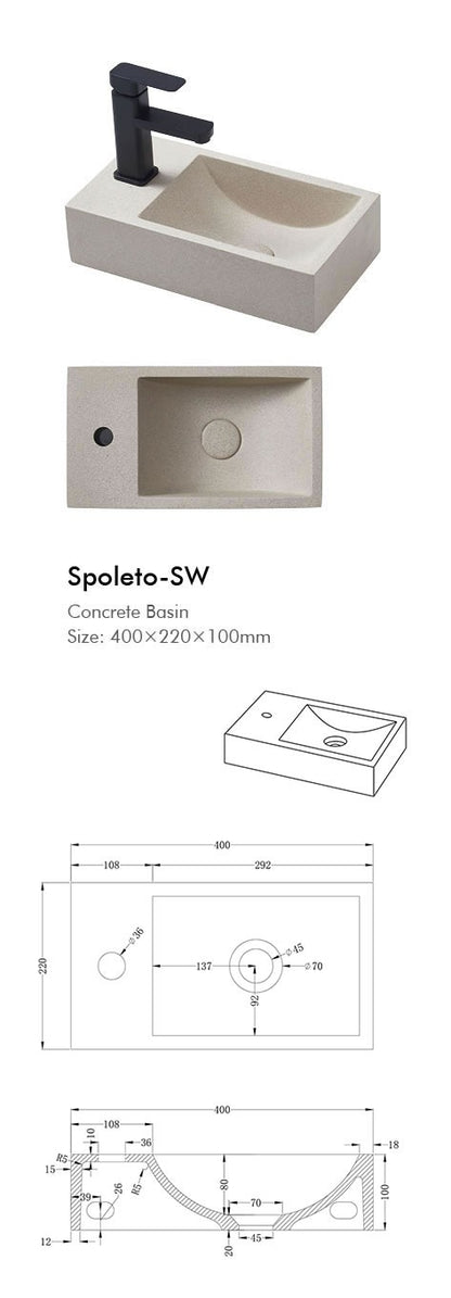 SPOLETO Wall Hung Basin - 3 Colour's Available