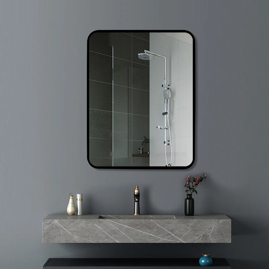 Square Black Aluminium Wall Mirror