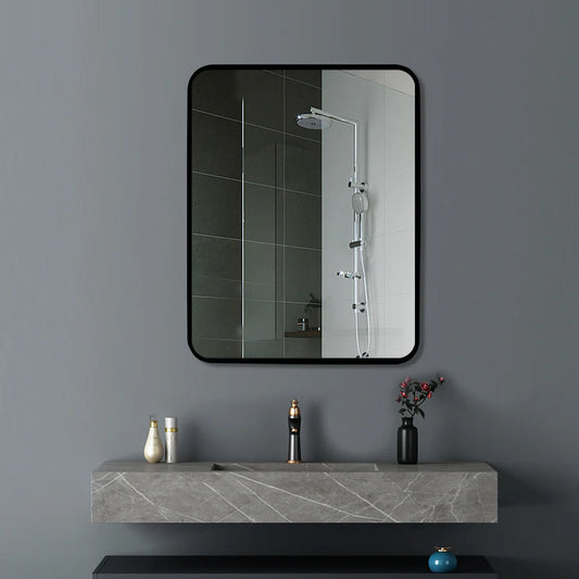 Square Black Aluminium Wall Mirror