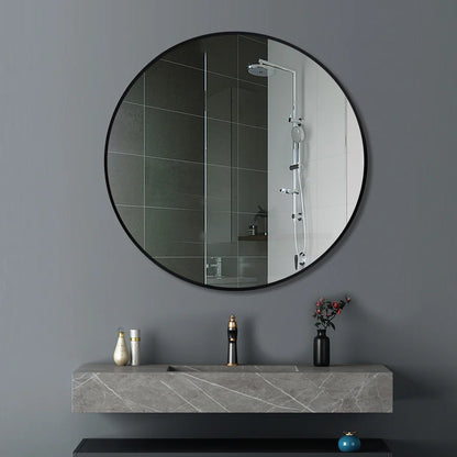 Round Black Aluminum Wall Mirror