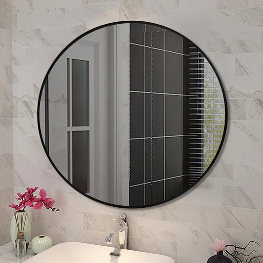 Round Black Aluminum Wall Mirror
