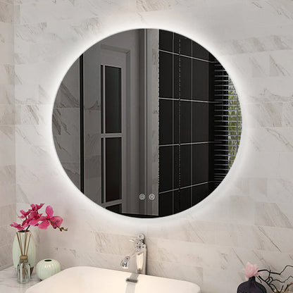 Round LED Mirror 3 Color Lighting Touch Sensor Switch Defogger Pad Wall Mounted - Lighting on the back