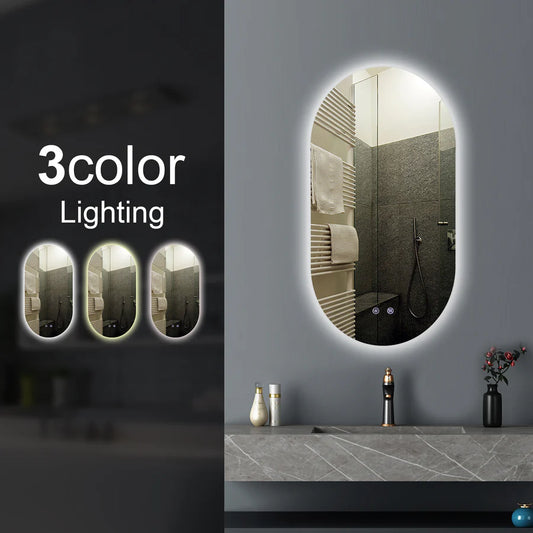 Oval Shape Backlit LED Mirror 450x900mm , 600x900mm