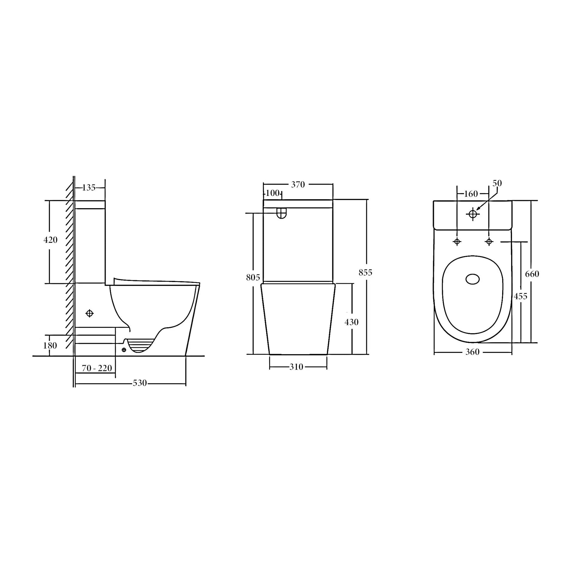 VERA Toilet Suite Back to Wall Tornado Rimless - Nano Glazed 