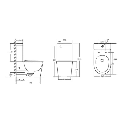 VERA Toilet Suite Back to Wall Tornado Rimless - Nano Glazed 