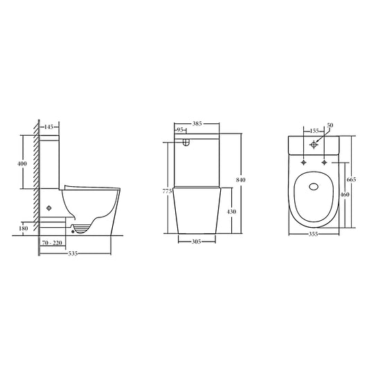 Toilet Suite Back to Wall Tornado  - Nano Glazed BB1002
