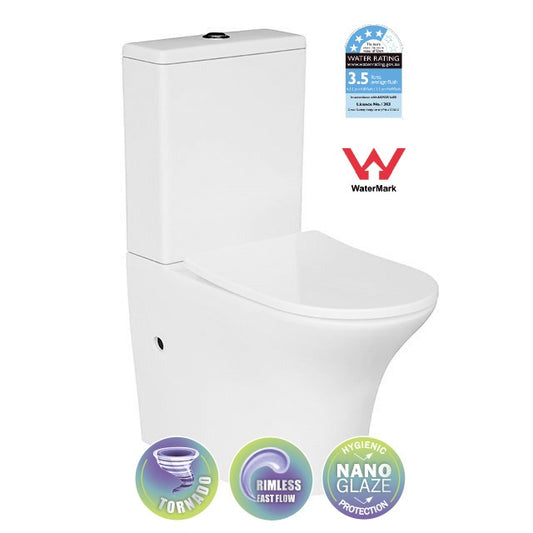Toilet Suite Back to Wall Tornado Rimless - Nano Glaezed BB1005