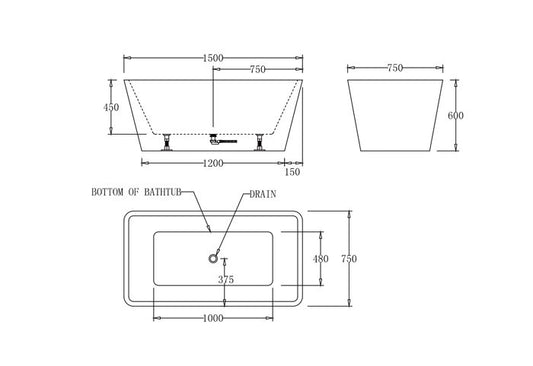 TURIN Freestanding Bathtub - in 2 Sizes (1500mm,1700mm)