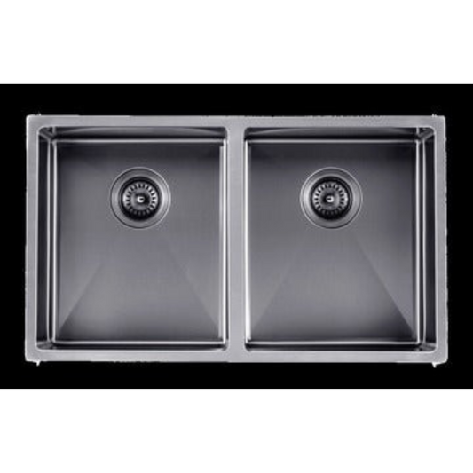 SATIN Hand-Made Top/Undermount Double Bowls Kitchen Sink