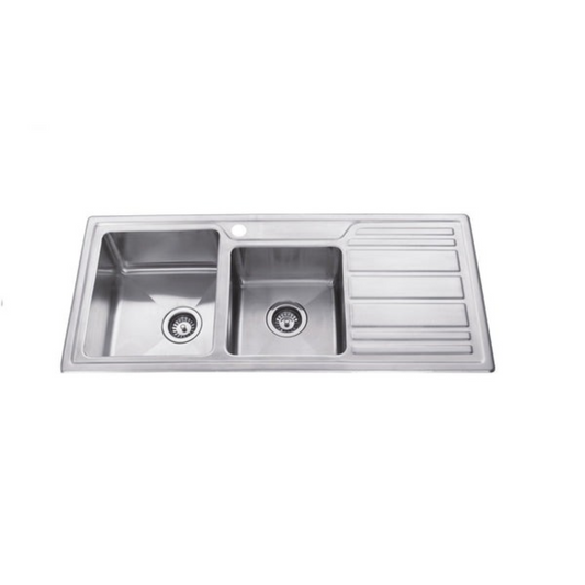 IMPACT Double Bowl Sink with Tap Hole and Drainer