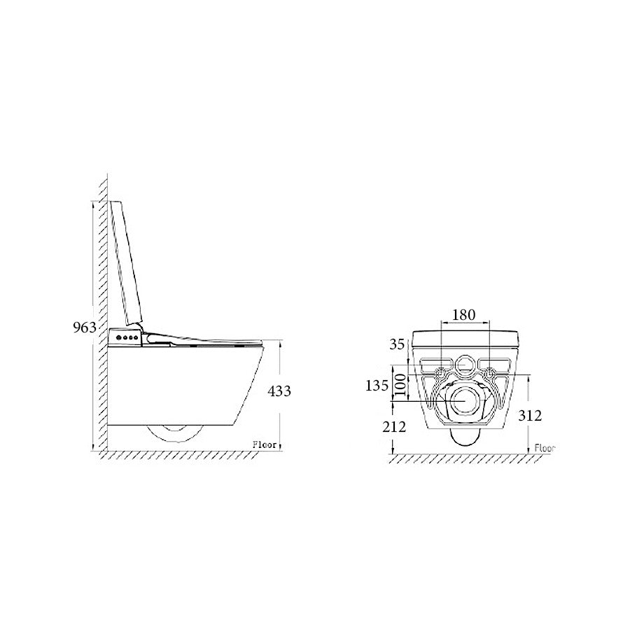 PARIS - SMART Rimless Wall Hung Toilet Suite R&T Package